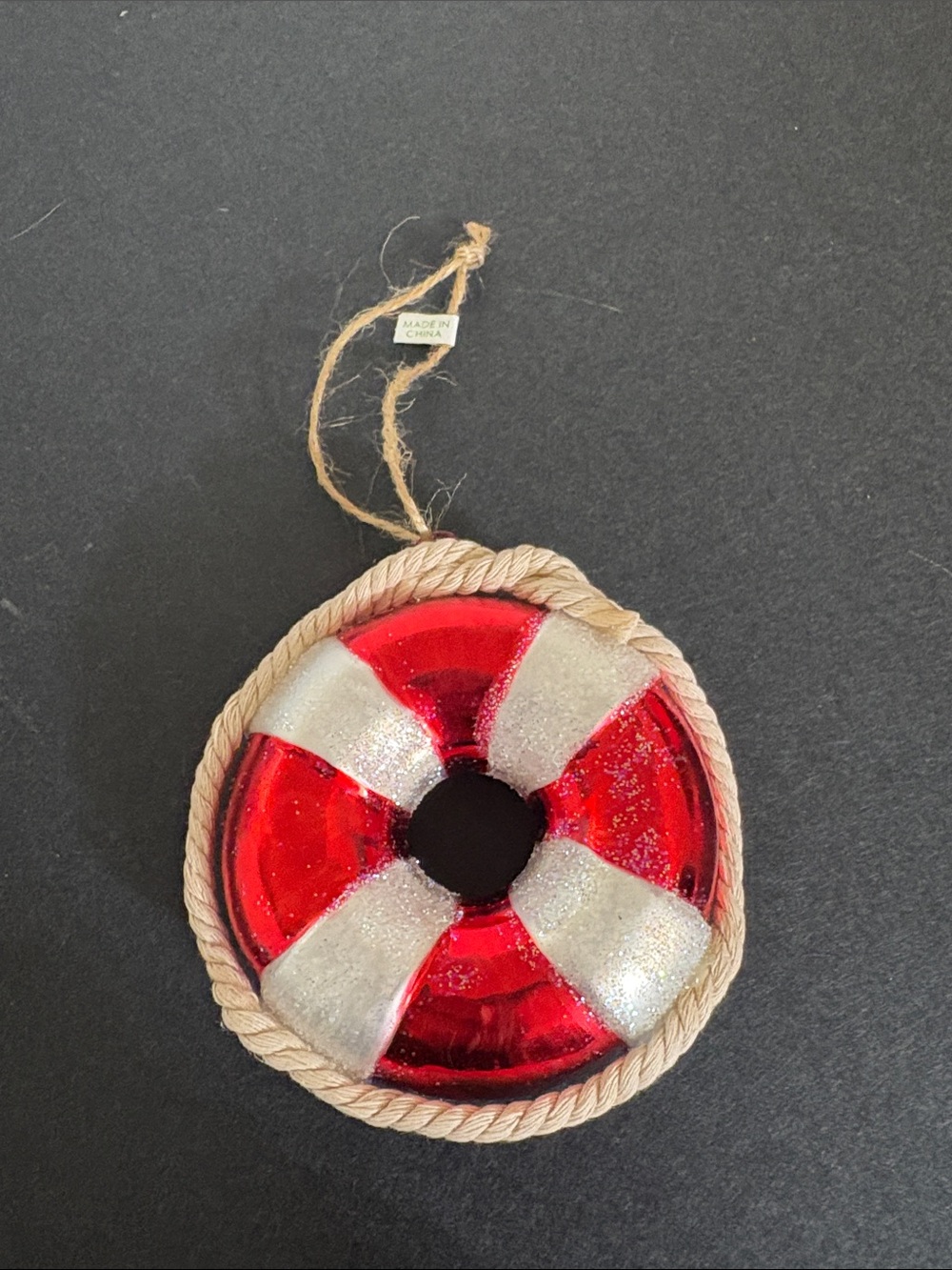 Pottery Barn Glass Lifesaver Ornament Beach-Life Nautical Theme